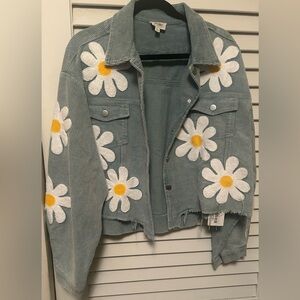 BiBi Corduroy Jacket with White and Yellow Floral Design